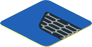 Sticker  0.9 x  0.9 with Black and Grey Hexagons on Blue Background Right