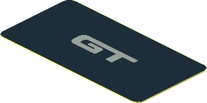 Sticker  1 x  1.8 with Grey "GT" Text on Black Background