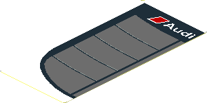 Sticker  1.8 x  4 with Dark Grey Rear Windshield with Black Air Vents and White Audi Logo on White Face