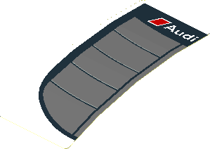 Sticker  1.8 x  4 with Dark Grey Rear Windshield with Black Air Vents and White Audi Logo on White Face (Formed)