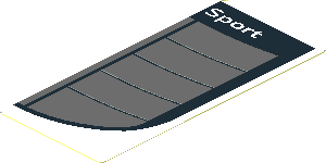 Sticker  1.8 x  4 with Dark Grey Rear Windshield with Black Air Vents and White "Sport" Text on White Face