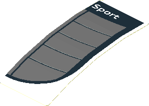 Sticker  1.8 x  4 with Dark Grey Rear Windshield with Black Air Vents and White "Sport" Text on White Face (Formed)