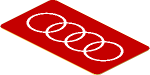 Sticker  1.8 x  1 with White Audi Logo on Red Background