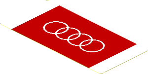 Sticker  1.8 x  3.8 with White Audi Logo on Red Stripe on White Background