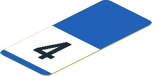 Sticker  1.8 x  .8 with Black 4 on White Stripe on Blue Background