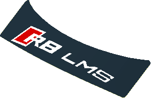 Sticker  1.2 x  3.9 with R8 LMS Logo on Black Background (Formed)