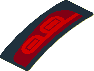 Sticker  0.8 x  1.9 with Red Taillamp on Black Background Left (Formed)