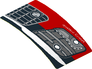 Sticker  1.8 x  3 with Headlamp and Front Bumper on Black Background Left (Formed)