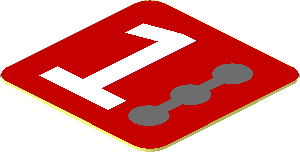 Sticker  0.8 x  0.8 with White Number 1 and  3 Dark Grey Circles Right on Red Background