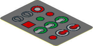 Sticker  1.2 x  1.8 with Lights and Levers on Dark Bluish Grey Background