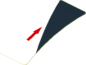 Sticker  1.9 x  0.8 with Red Arrow and Black Triangle on White Background Left (Formed)