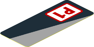 Sticker  1.9 x  0.8 with Red "P1" and Grey Triangle on Black Background Right