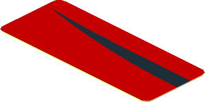 Sticker  0.8 x  1.9 with Black Arc on Red Background Left