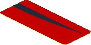 Sticker  0.8 x  1.9 with Black Arc on Red Background Right