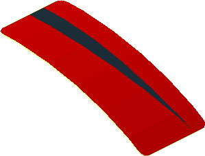 Sticker  0.8 x  1.9 with Black Arc on Red Background Right (Formed)