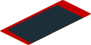 Sticker  4 x  1.8 with Black Trapezoid on Red Background Left