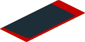 Sticker  4 x  1.8 with Black Trapezoid on Red Background Right