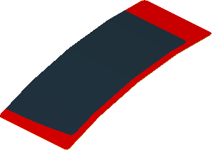 Sticker  4 x  1.8 with Black Trapezoid on Red Background Right (Formed)