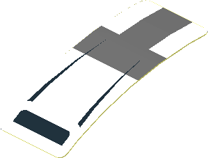 Sticker  0.8 x  1.9 with Dark Grey Lines and Black Air Vent on White Background (Formed)