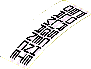 Sticker  0.8 x  1.9 with Black "PORSCHE ELLIGENT ORMANCE" on Black Halftone Stripes on White Background (Needs Work) (Formed)