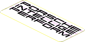 Sticker  0.8 x  1.9 with Black "PORSCHE INTELLIGE PERFORM" on Black Halftone Stripes on White Background (Needs Work)
