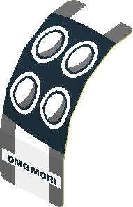 Sticker  0.8 x  2.0 with Headlamp and Dark Grey Stripes on White Background Right (Formed) (Needs work)