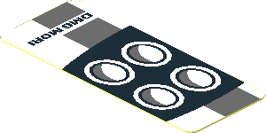 Sticker  0.8 x  2.0 with Headlamp and Dark Grey Stripes on White Background Left (Needs Work)