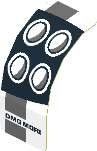 Sticker  0.8 x  2.0 with Headlamp and Dark Grey Stripes on White Background Left (Formed) (Needs work)