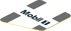 Sticker  1.0 x  0.8 with Black Mobil1 Logo and Dark Grey Lines on White Background Right