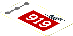 Sticker  1.0 x  1.8 with White "919" in Red Square on White Background Left