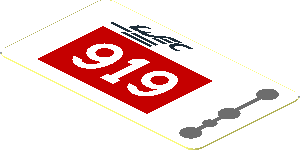 Sticker  1.0 x  1.8 with White "919" in Red Square on White Background Right