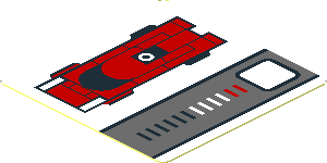 Sticker  1.8 x  1.8 with Red Car and Grey Stripe on White Background