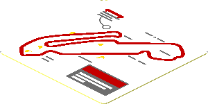 Sticker  1.8 x  1.8 with Red Leipzig Circuit on White Background