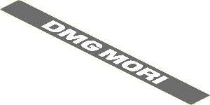 Sticker  0.8 x  7.8 with White DMG MORI Logo on Dark Grey Background