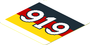 Sticker  1.8 x  1.8 with White "919" on German Flag on White Background