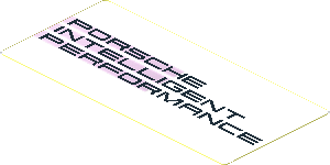 Sticker  1.8 x  3.8 with Black "PORSCHE INTELLIGENT PERFORMANCE" on Black Halftone Stripes on White Background (Needs Work)