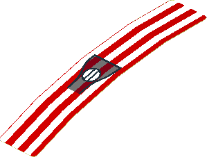 Sticker  0.8 x  4.0 with White Stripes and Black Air Vent and Fuel Tank Cap on Red Background (Formed) (Needs work)