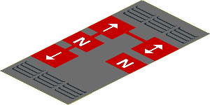 Sticker  5.7 x  2.7 with  2 White Letters "N",  3 Straight Arrows and Air Outlet Grilles