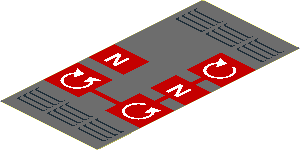 Sticker  5.7 x  2.7 with  2 White Letters "N",  3 Round Arrows and Air Outlet Grilles