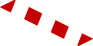 Sticker  0.7 x  4.0 with Red and White Diagonal Stripes Leaning Left