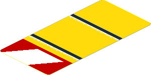 Sticker  2.6 x  1.2 with Black Lines and Red and White Danger Stripes Leaning Right