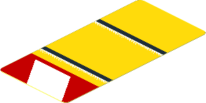 Sticker  2.6 x  1.2 with Black Lines and Red and White Danger Stripes Leaning Left