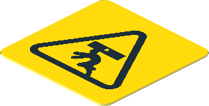 Sticker  0.7 x  0.7 with Black Overhead Load Danger Sign on Yellow Background