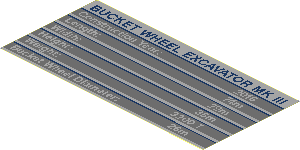 Sticker  2.7 x  5.7 with White "BUCKET WHEEL EXCAVATOR MK III" and Technical Data