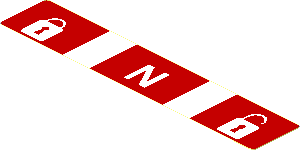 Sticker  0.7 x  4.0 with Closed/Open Padlocks and Letter "N" on Red Background with White Stripes