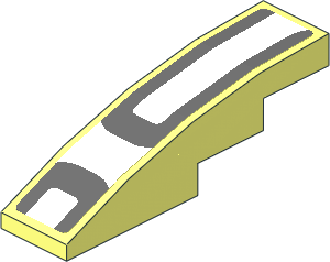 Slope Brick Curved  4 x  1 with Dark Grey Lines on White Background Right Sticker