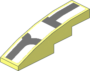 Slope Brick Curved  4 x  1 with Dark Grey Lines on White Background Left Sticker