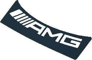 Sticker  1.2 x  3.9 with White AMG on Black Background (Formed)