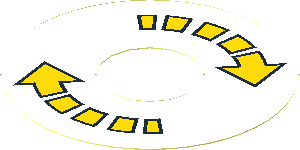 Sticker  2.7 x  2.7 with Hole with  2 Yellow Segmented Arrows