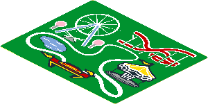 Sticker  2.6 x  3.2 with Amusement Park Map on Green Background